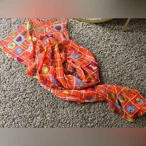 Vintage 100% Silk Scarf Nick & Nora Vacation Summer Cherries Travel Beach